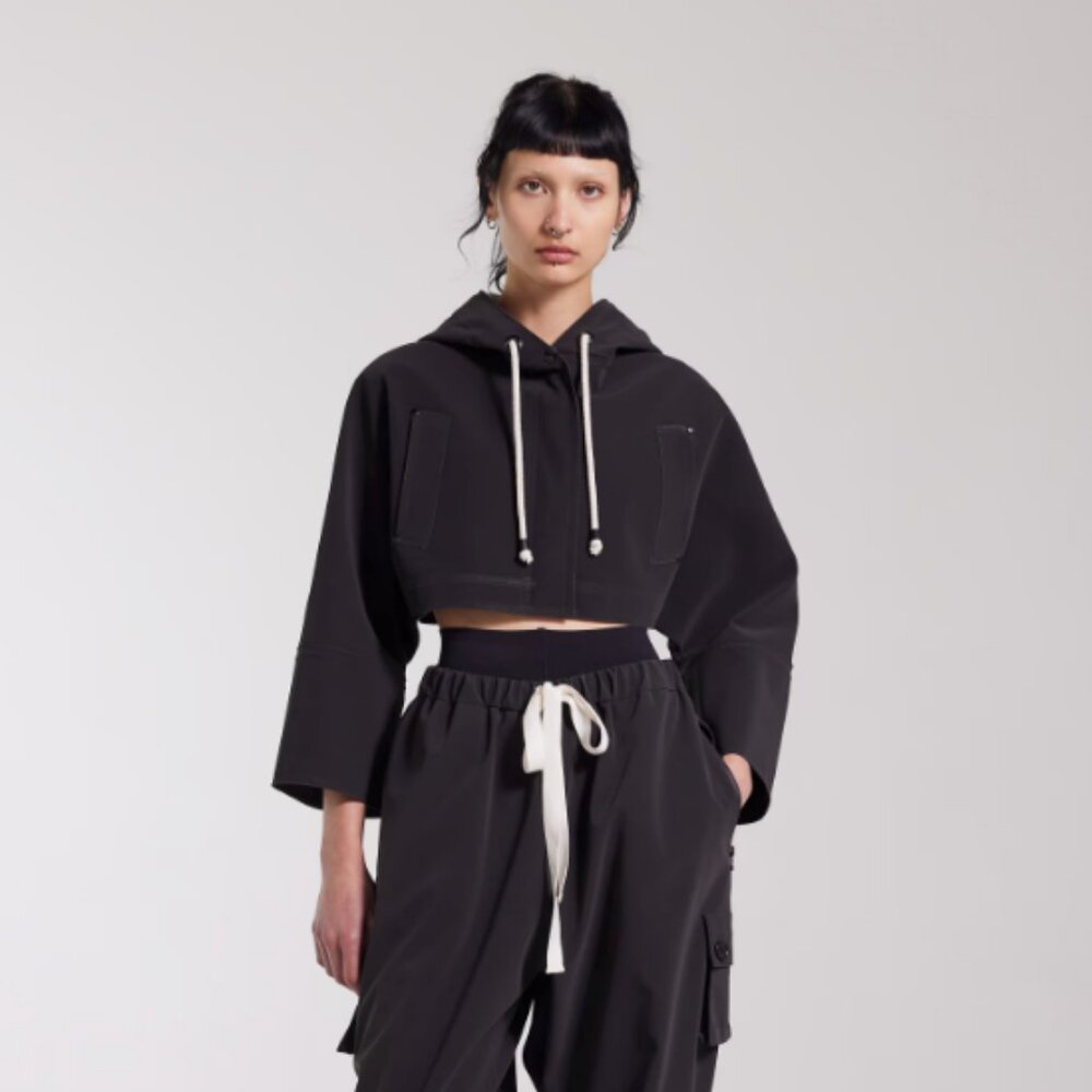Stutterheim Lilla Tre Matte Crop Raincoat Black S